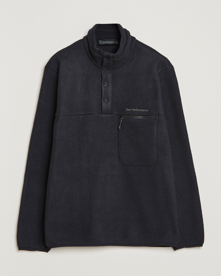 Men | Sweaters & Knitwear | Peak Performance | Fleece Snap Sweater Black