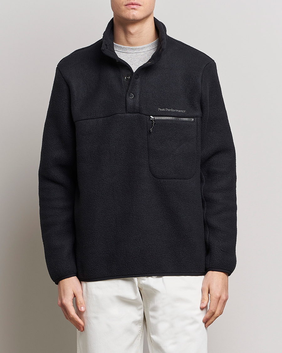 Men | Fleece Sweaters | Peak Performance | Fleece Snap Sweater Black