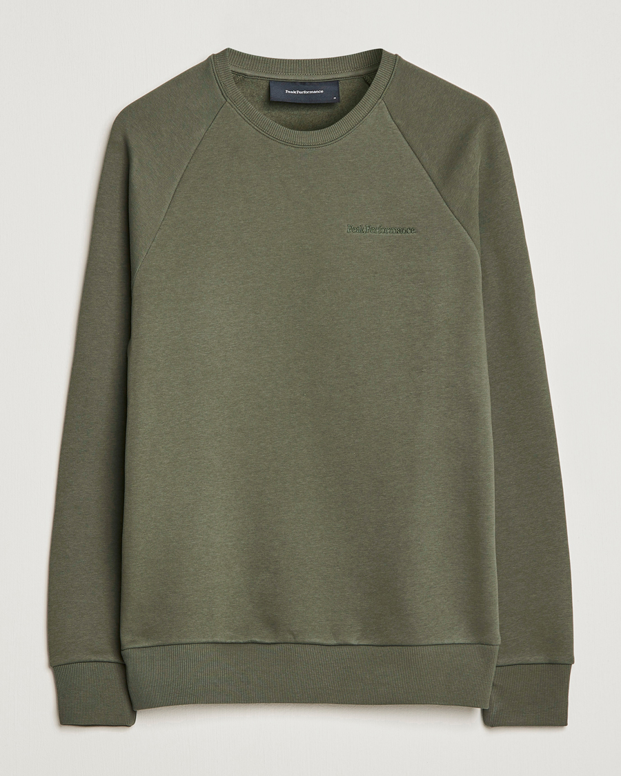 Men | Sweaters & Knitwear | Peak Performance | Original Small Logo Crew Neck Sweatshirt Pine Needle