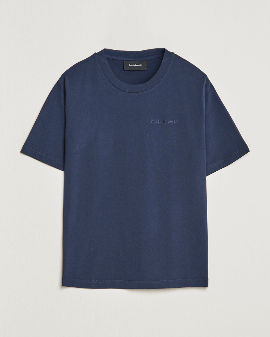 Men | T-Shirts | Peak Performance | Original Logo Crew Neck T-Shirt Blue Shadow