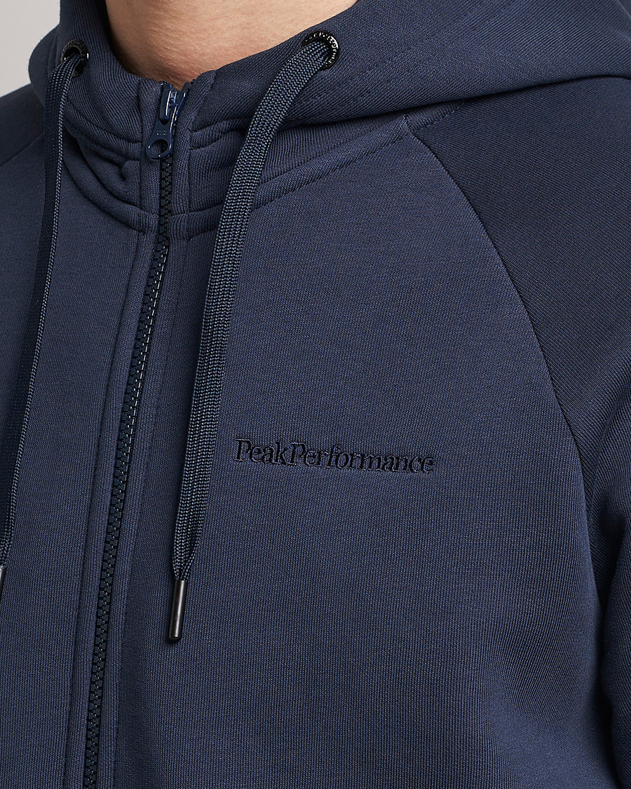 Men | Sweaters & Knitwear | Peak Performance | Original Logo Full Zip Hoodie Blue Shadow