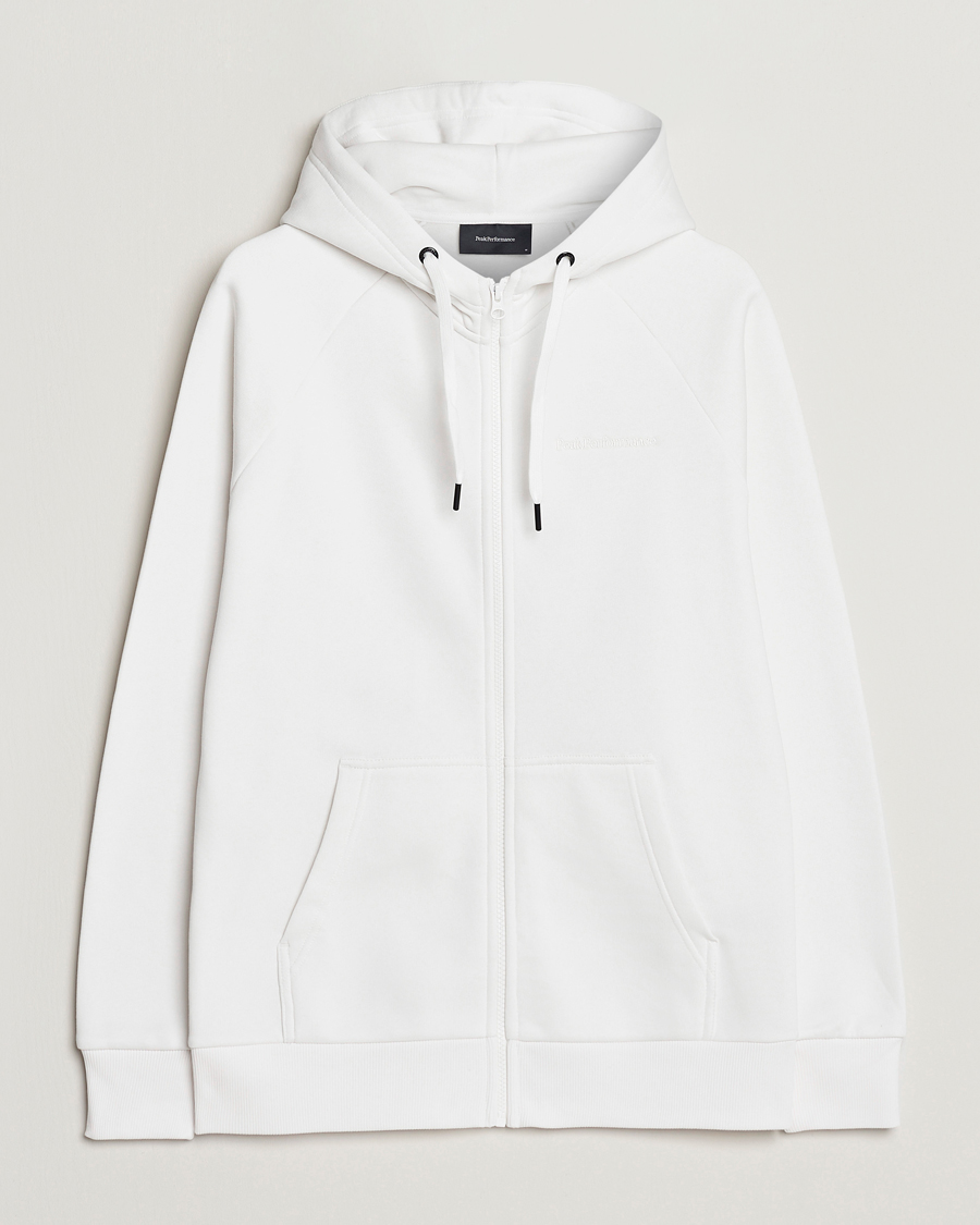 Men | Sweaters & Knitwear | Peak Performance | Original Small Logo Full Zip Off White