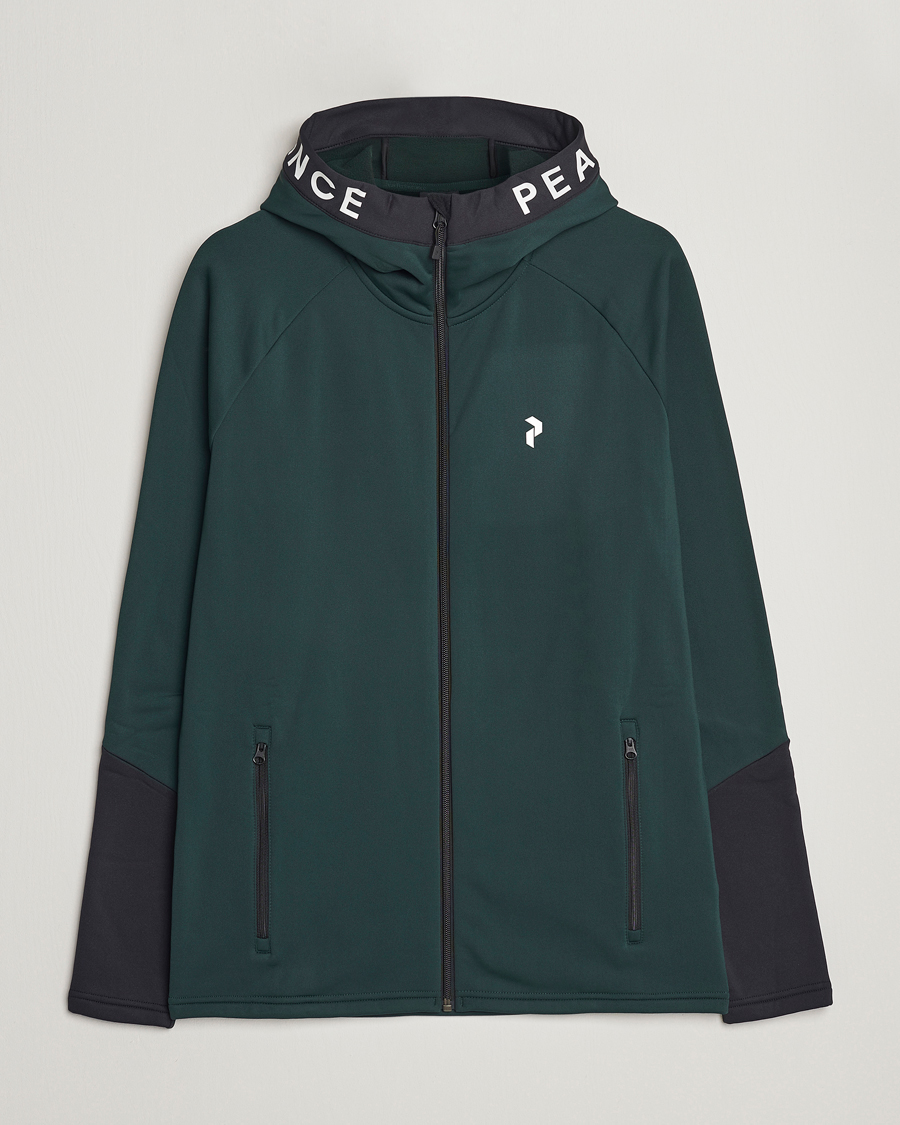 Men | Sweaters & Knitwear | Peak Performance | Rider Zip Hood Fleece Scarab Green/Black