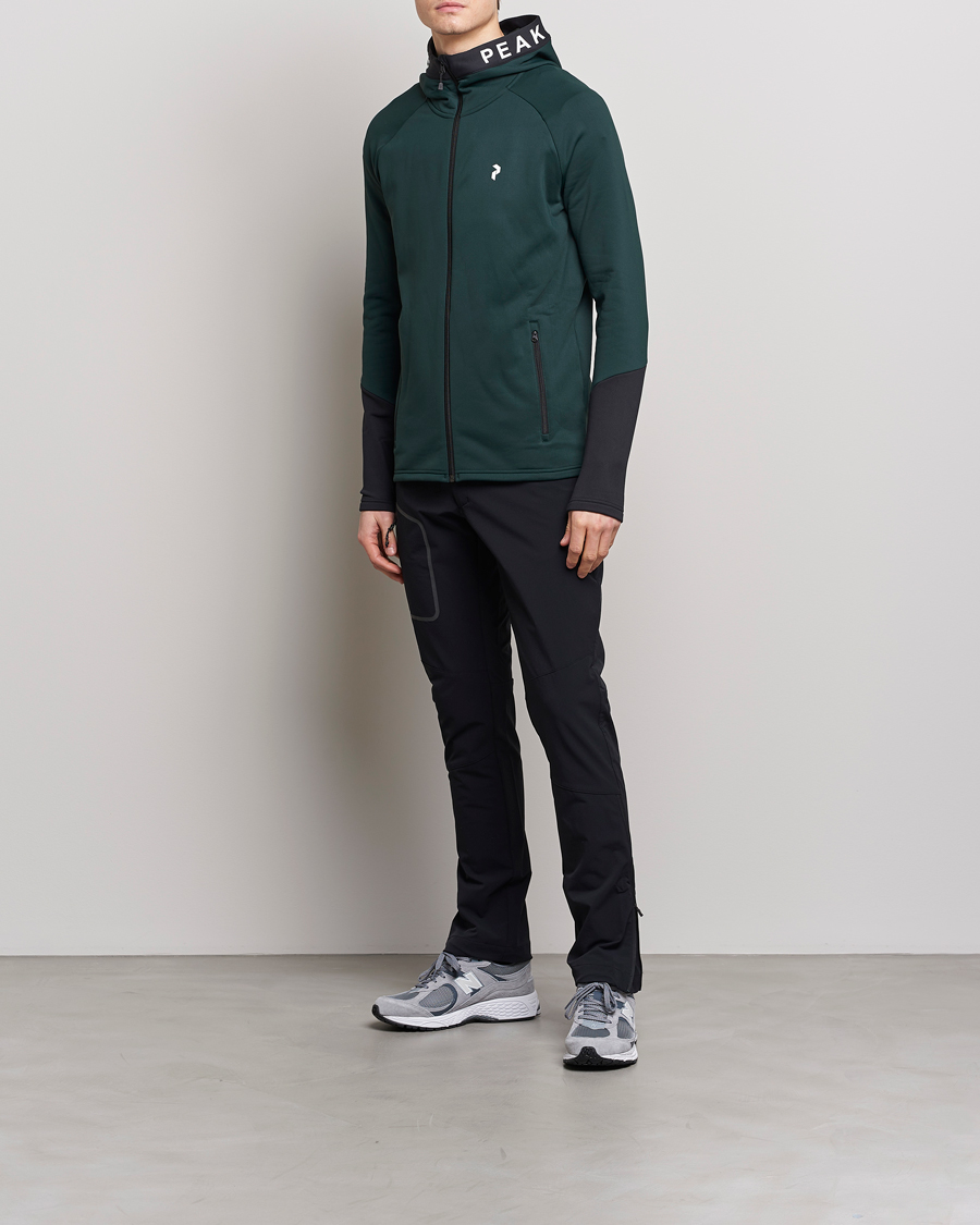 Men | Sweaters & Knitwear | Peak Performance | Rider Zip Hood Fleece Scarab Green/Black
