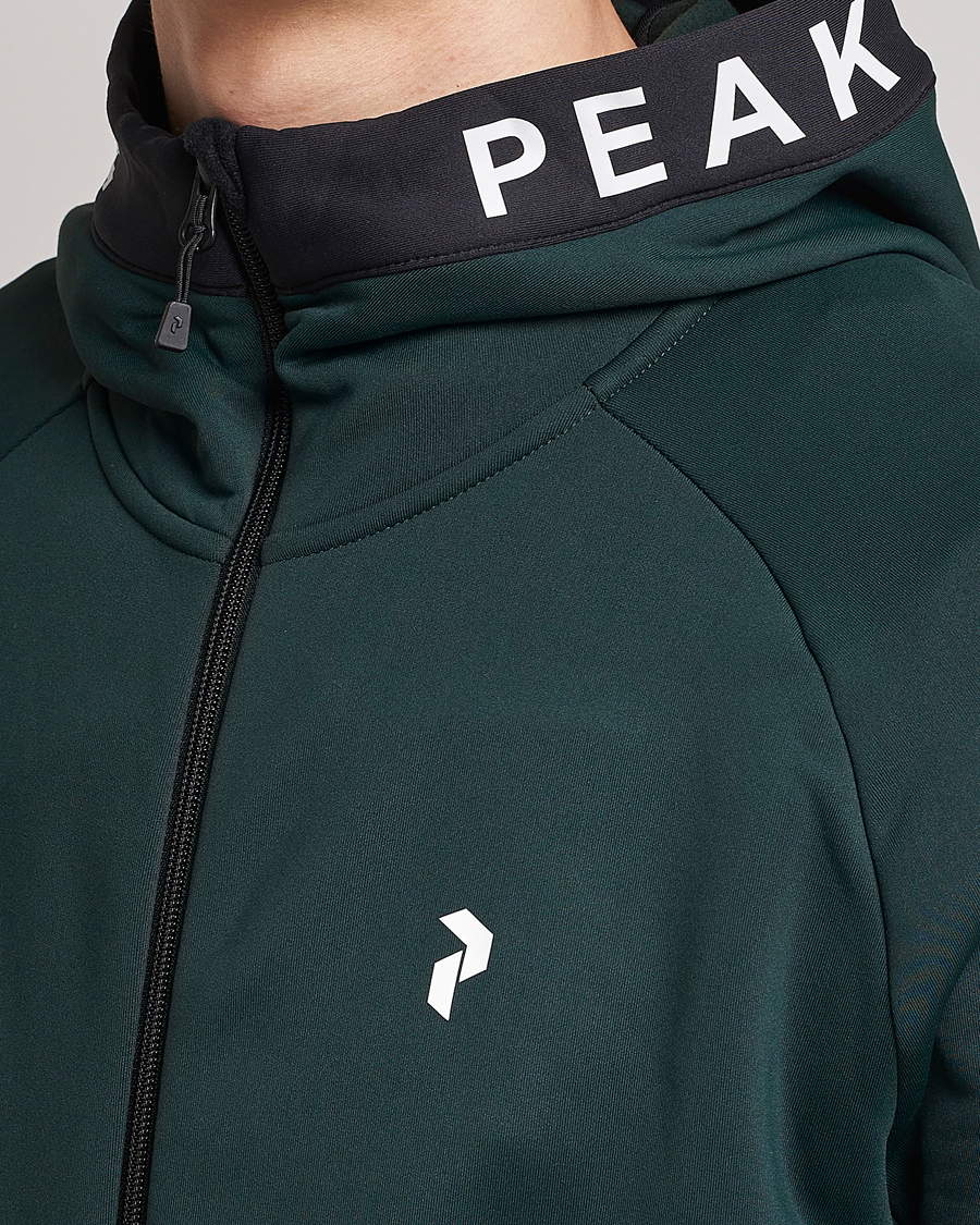 Men | Sweaters & Knitwear | Peak Performance | Rider Zip Hood Fleece Scarab Green/Black