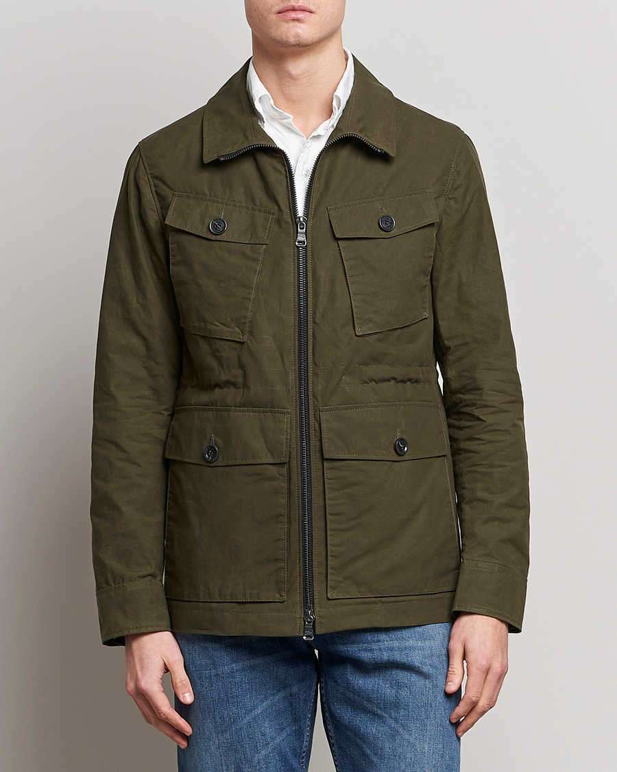 Men | Formal jackets | Oscar Jacobson | Balder Waxed Field Jacket Dark Green