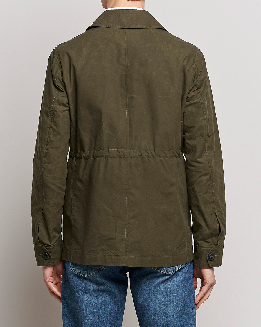 Oscar Jacobson Balder Waxed Field Jacket Dark Green at