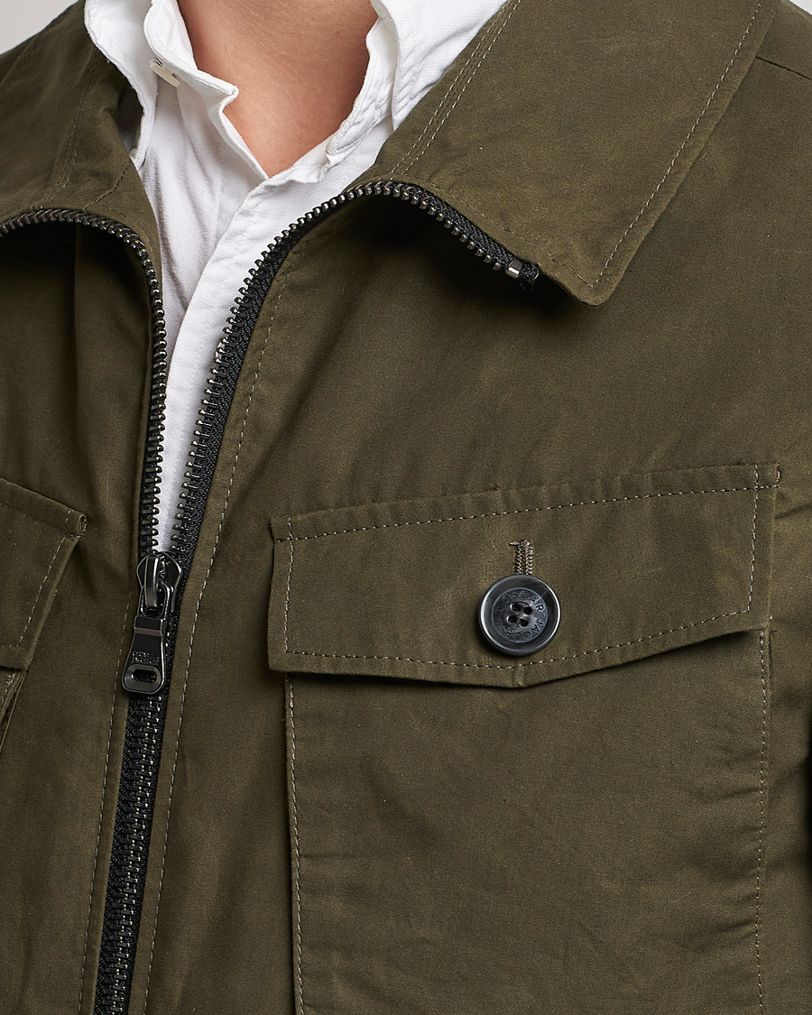 Men | Coats & Jackets | Oscar Jacobson | Balder Waxed Field Jacket Dark Green