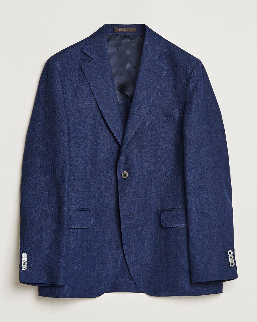 Men | Blazers | Oscar Jacobson | Ferry Soft Linen Blazer Navy
