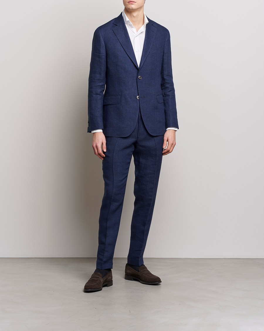 Men | Blazers | Oscar Jacobson | Ferry Soft Linen Blazer Navy