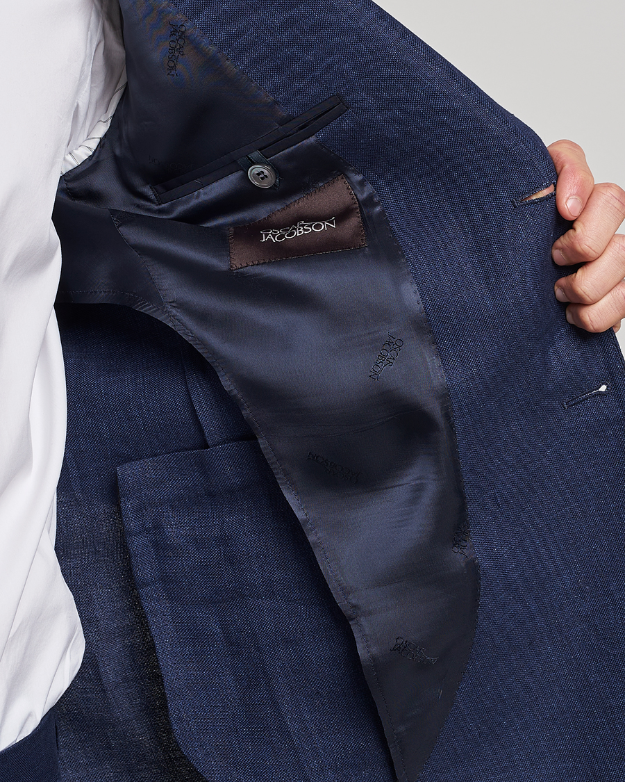 Men | Blazers | Oscar Jacobson | Ferry Soft Linen Blazer Navy