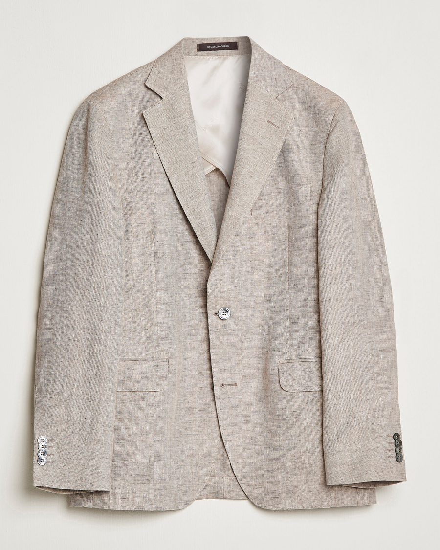 Men | Blazers | Oscar Jacobson | Ferry Soft Linen Blazer Beige
