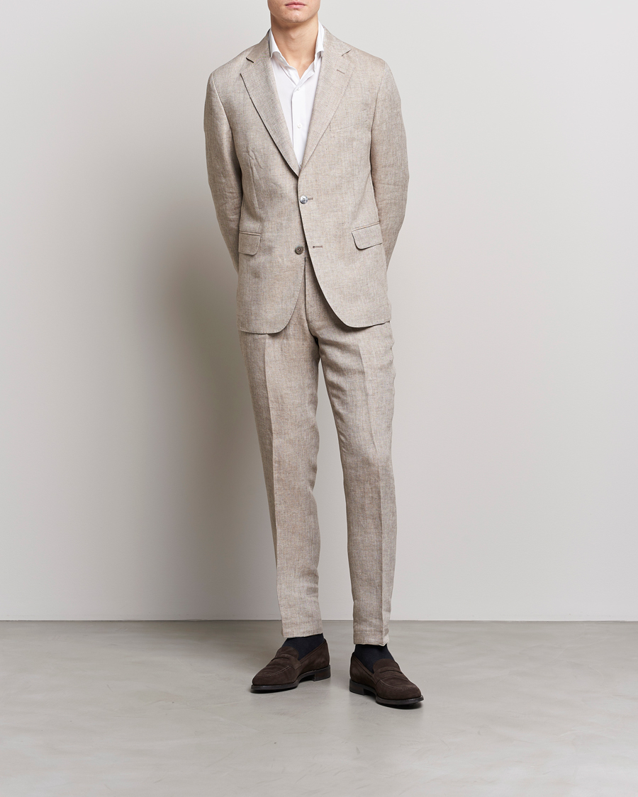 Men | Blazers | Oscar Jacobson | Ferry Soft Linen Blazer Beige