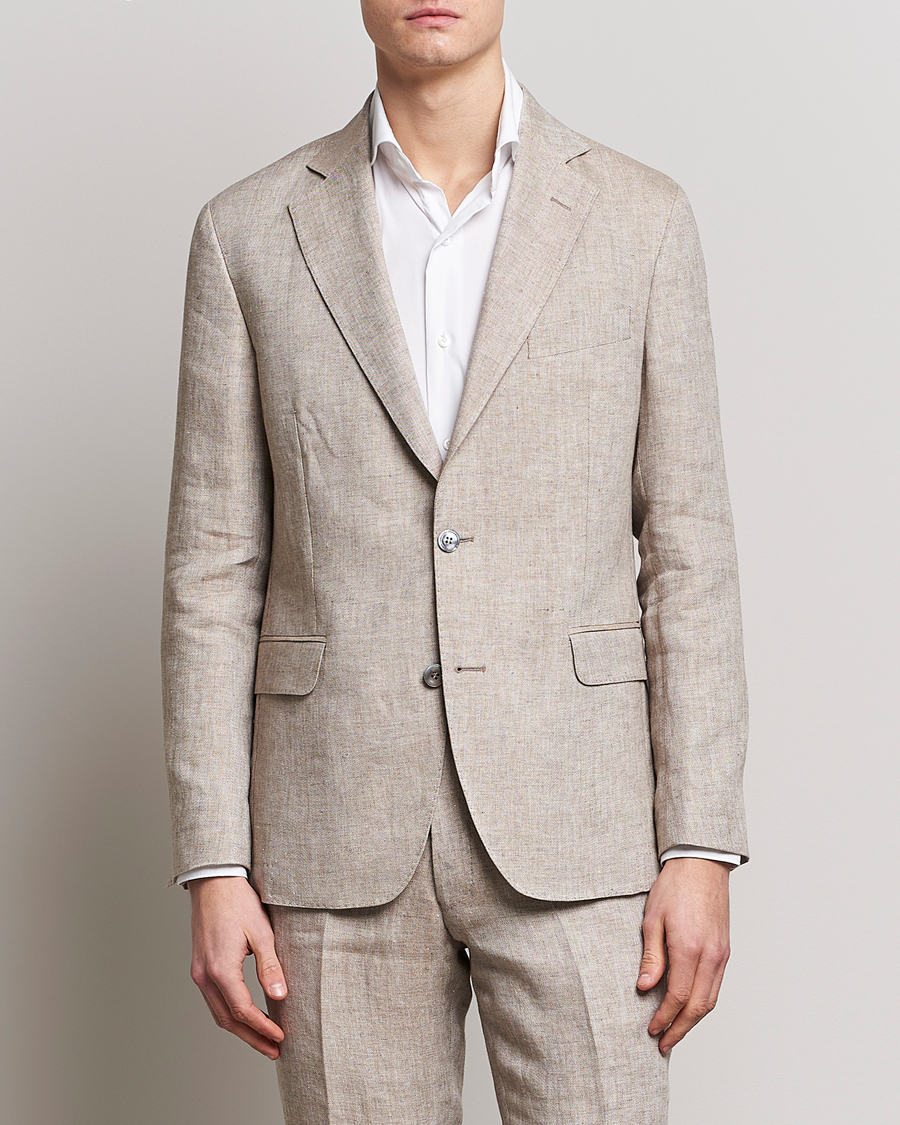 Men | Suits | Oscar Jacobson | Ferry Soft Linen Blazer Beige