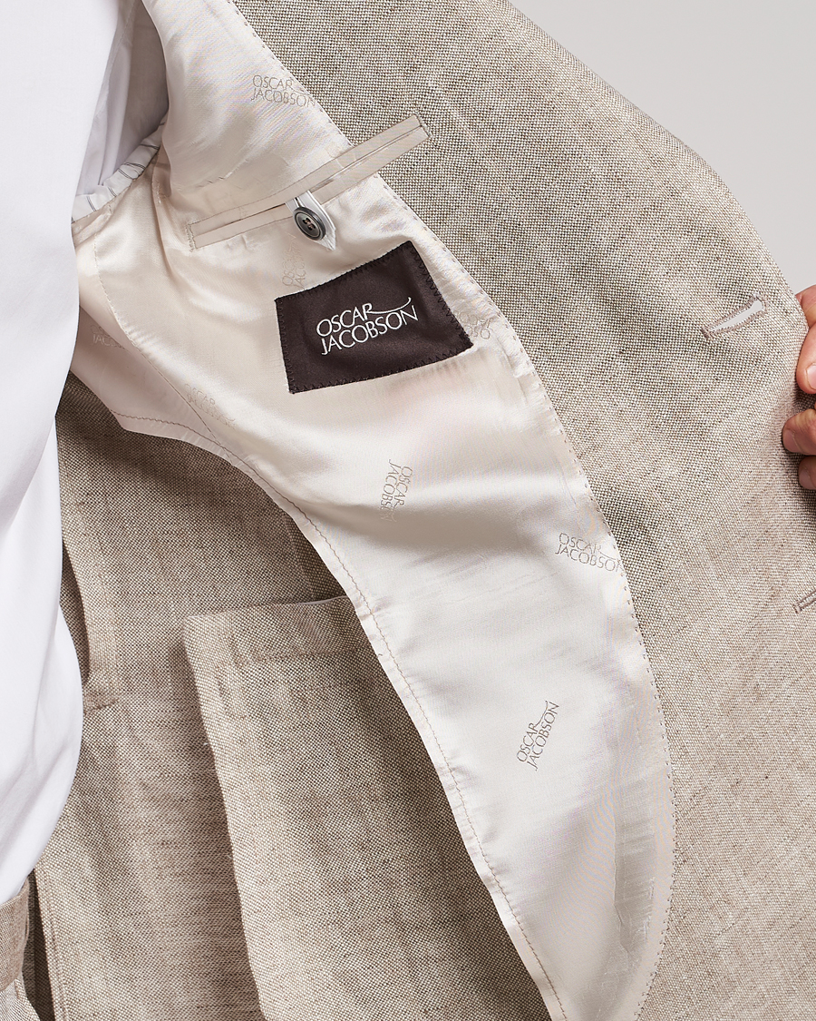 Men | Blazers | Oscar Jacobson | Ferry Soft Linen Blazer Beige