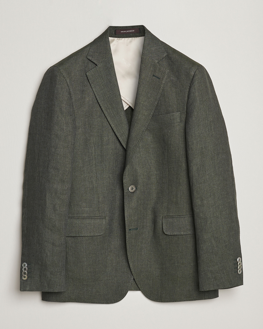 Men | Blazers | Oscar Jacobson | Ferry Soft Linen Blazer Green
