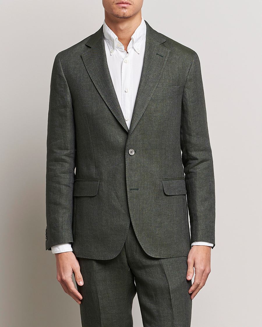 Men | Linen Blazers | Oscar Jacobson | Ferry Soft Linen Blazer Green