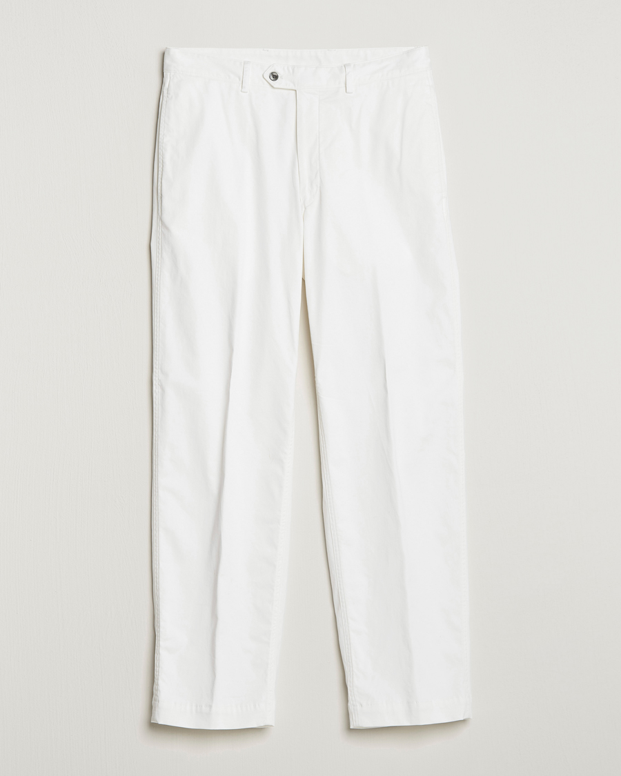 Men | Trousers | Oscar Jacobson | Tanker Pleat Cotton Trousers Off White