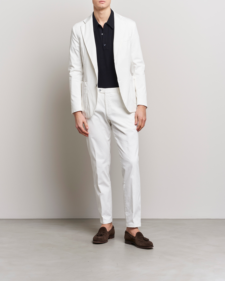 Men | Trousers | Oscar Jacobson | Denz Casual Cotton Trousers White