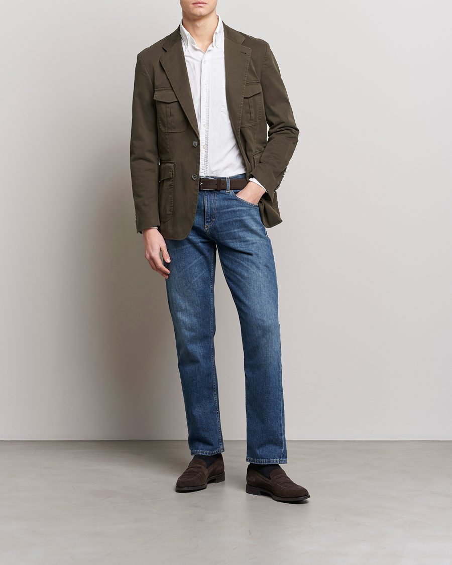 Men | Blazers | Oscar Jacobson | Friso Cotton Safari Blazer Dark Green