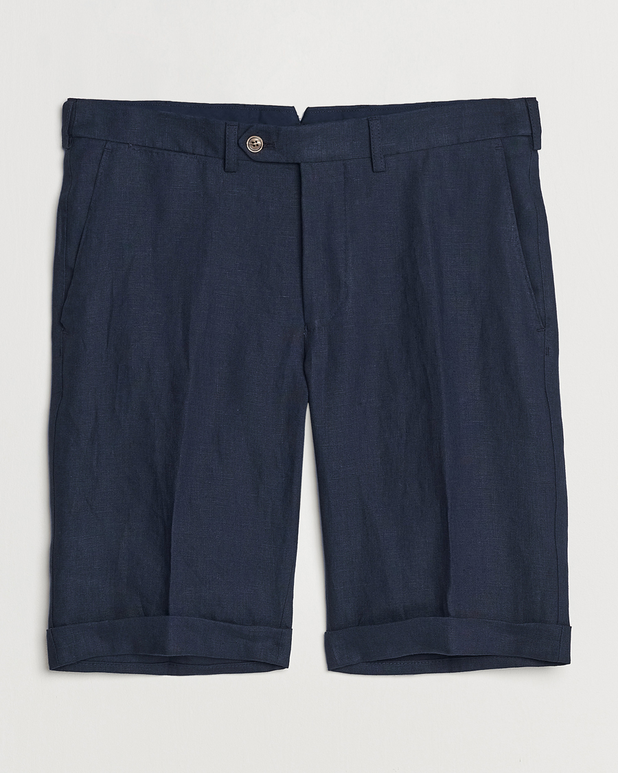 Men | Shorts | Oscar Jacobson | Declan Linen Shorts Navy
