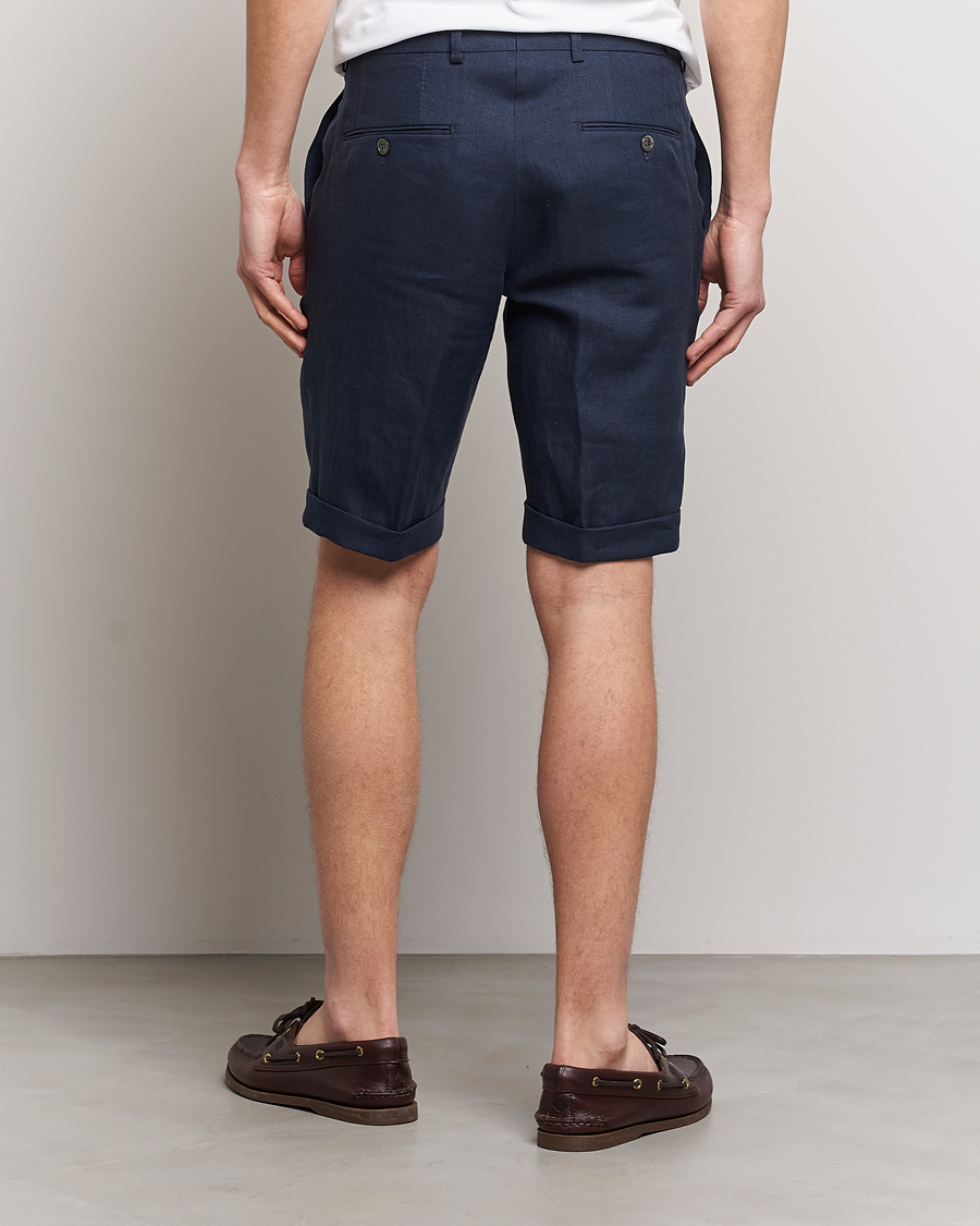 Men | Shorts | Oscar Jacobson | Declan Linen Shorts Navy