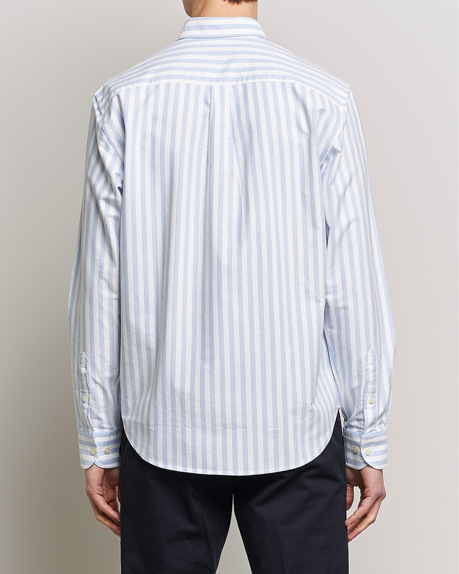 Men | Shirts | Oscar Jacobson | Regular Fit Button Down Striped Oxford Shirt Blue