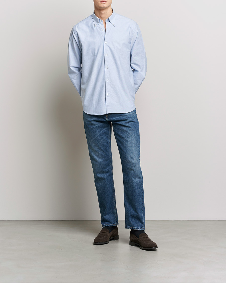 Men | Shirts | Oscar Jacobson | Regular Fit Button Down Oxford Shirt Light Blue