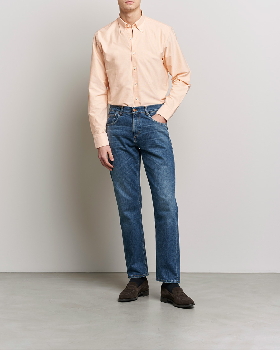 Men | Shirts | Oscar Jacobson | Regular Fit Button Down Oxford Shirt Orange