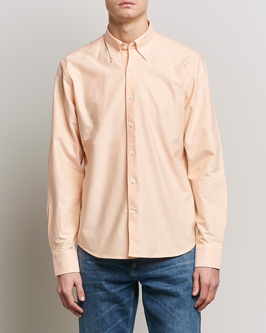 Men | Oxford Shirts | Oscar Jacobson | Regular Fit Button Down Oxford Shirt Orange