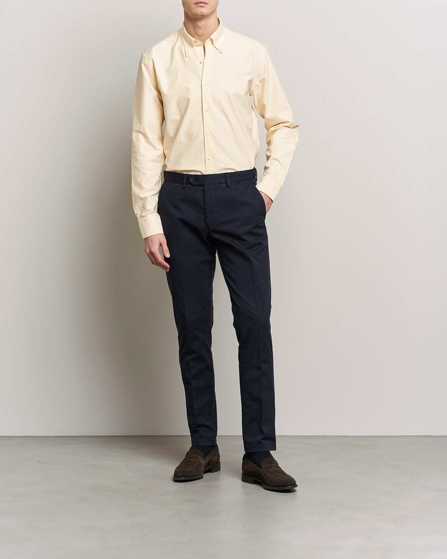Men | Shirts | Oscar Jacobson | Regular Fit Button Down Oxford Shirt Yellow