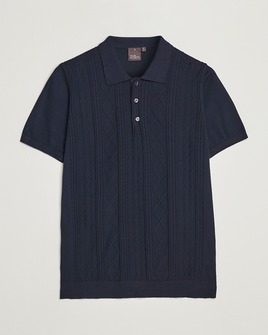 Men | Polo Shirts | Oscar Jacobson | Bard Short Sleeve Structured Cotton Polo Navy