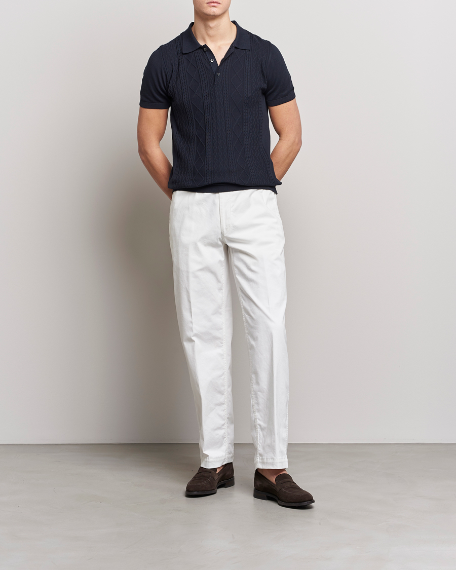 Men | Polo Shirts | Oscar Jacobson | Bard Short Sleeve Structured Cotton Polo Navy