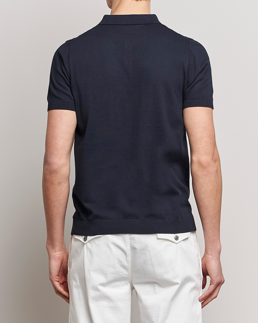 Men | Polo Shirts | Oscar Jacobson | Bard Short Sleeve Structured Cotton Polo Navy