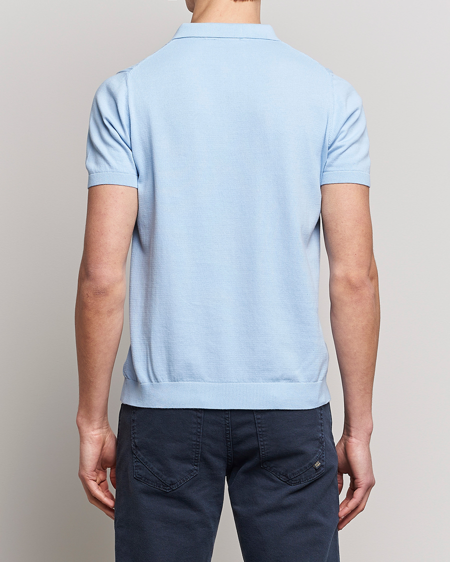 Oscar Jacobson Bard Short Sleeve Structured Cotton Polo Light Blue