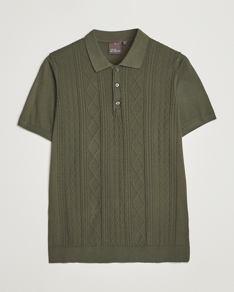 Men | Polo Shirts | Oscar Jacobson | Bard Short Sleeve Structured Cotton Polo Olive