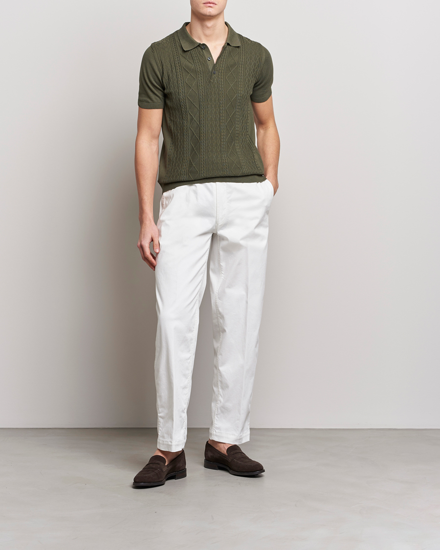 Men | Polo Shirts | Oscar Jacobson | Bard Short Sleeve Structured Cotton Polo Olive