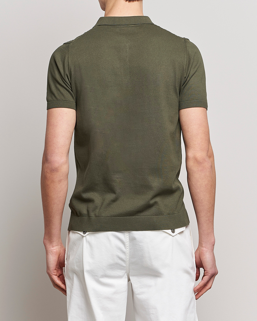 Men | Polo Shirts | Oscar Jacobson | Bard Short Sleeve Structured Cotton Polo Olive