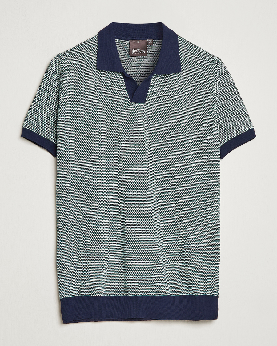 Men | Polo Shirts | Oscar Jacobson | Dalius Cotton Woven Structure Cotton Polo Green