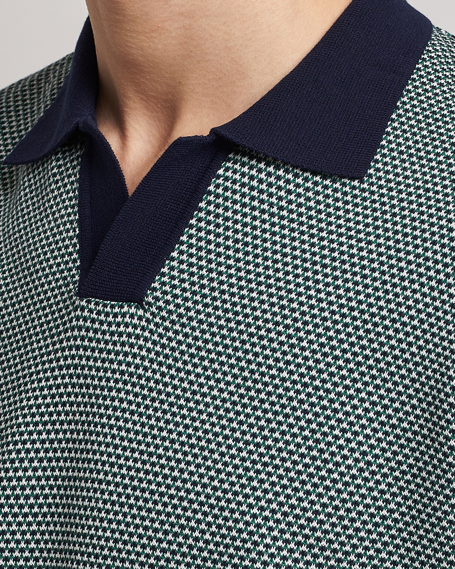 Men | Polo Shirts | Oscar Jacobson | Dalius Cotton Woven Structure Cotton Polo Green