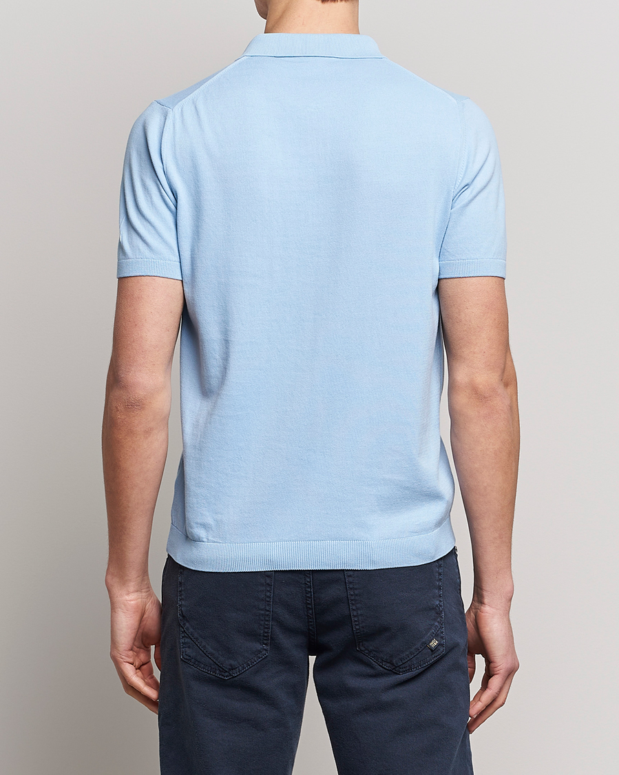Men | Polo Shirts | Oscar Jacobson | Otto Short Sleeve Zip Polo Light Blue