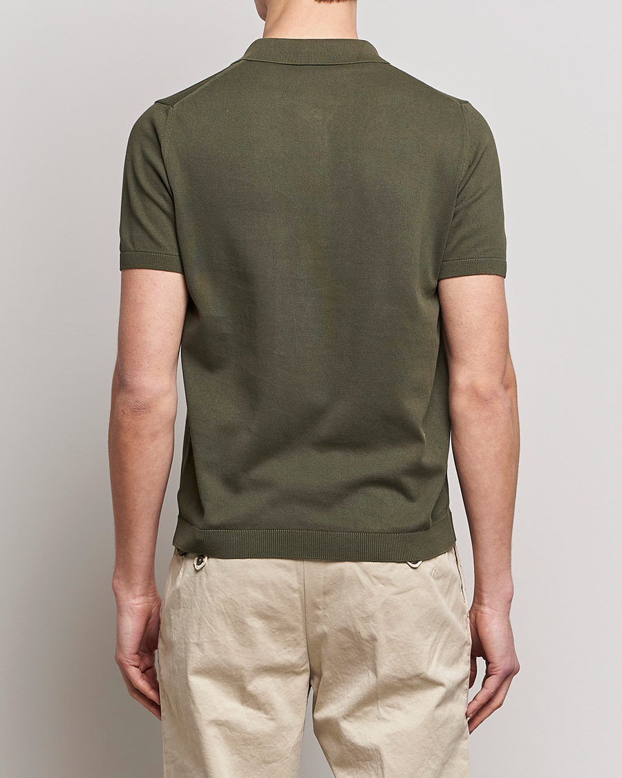 Men | Polo Shirts | Oscar Jacobson | Otto Short Sleeve Zip Polo Olive
