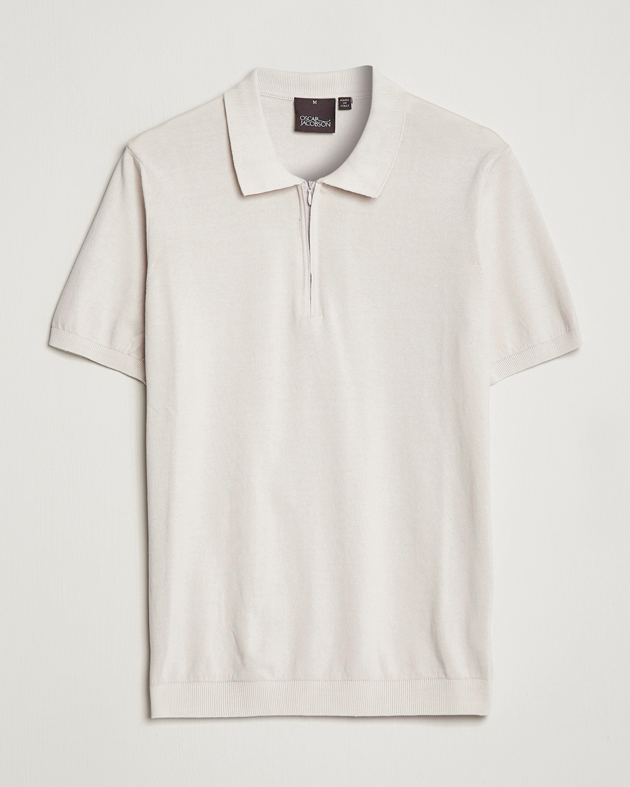 Men | Polo Shirts | Oscar Jacobson | Otto Short Sleeve Zip Polo Creme