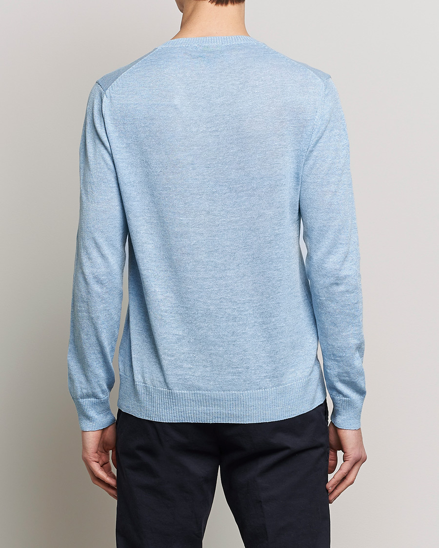 Men | Sweaters & Knitwear | Oscar Jacobson | Valter Linen/Cotton Crew Neck Light Blue