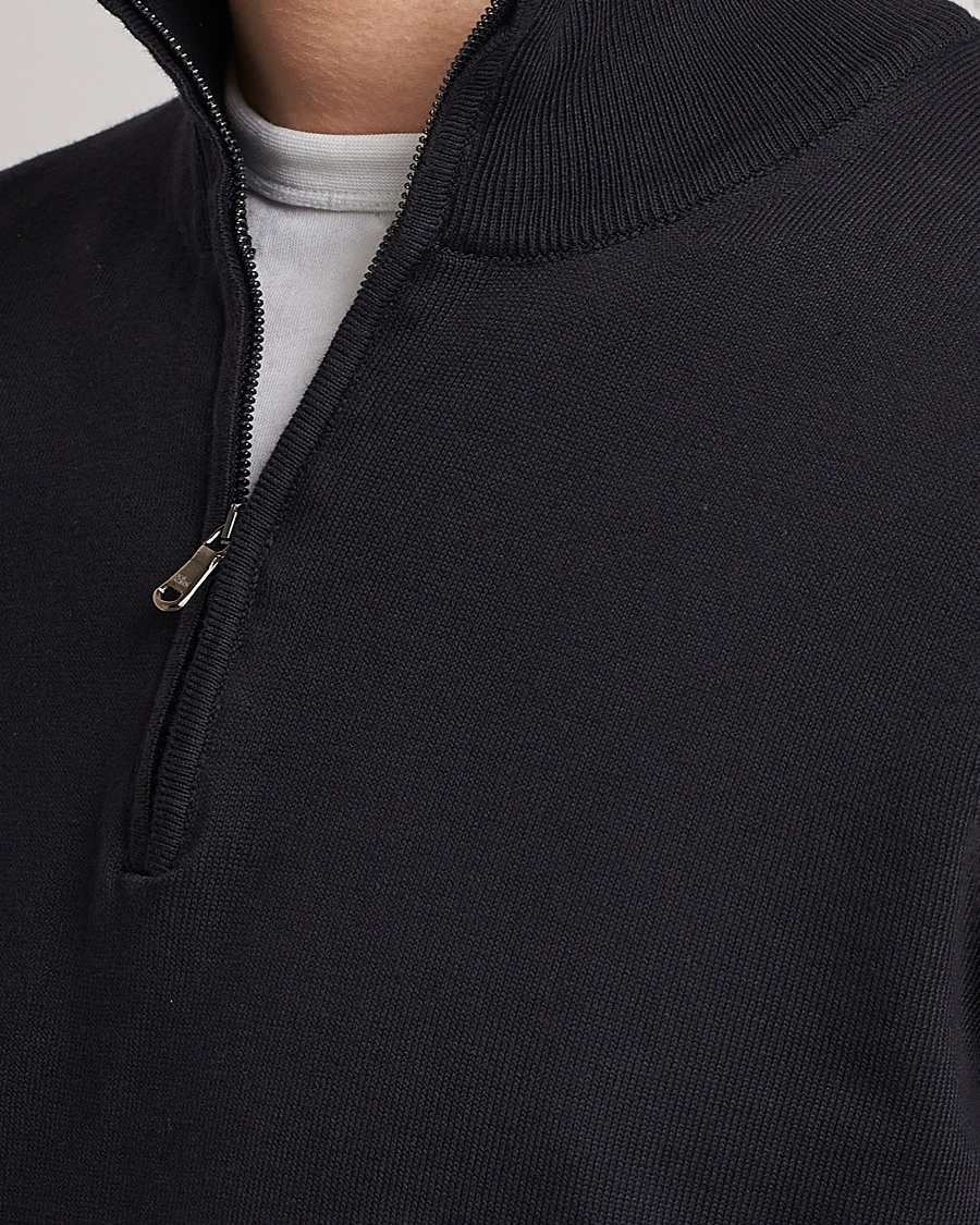 Men | Sweaters & Knitwear | Oscar Jacobson | Pat Cotton Half Zip Navy