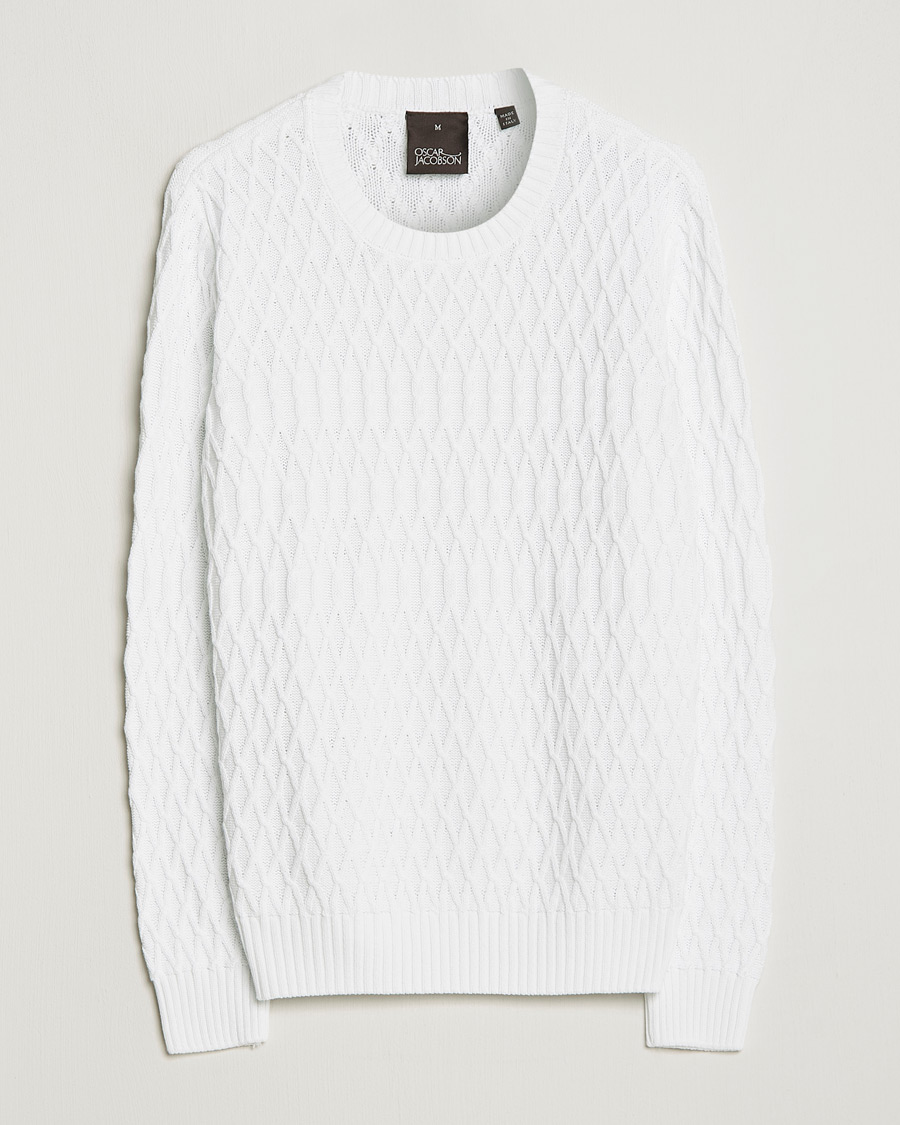 Men | Sweaters & Knitwear | Oscar Jacobson | Cotton Fisherman Sweatshirt White