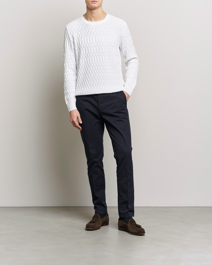 Men | Sweaters & Knitwear | Oscar Jacobson | Cotton Fisherman Sweatshirt White