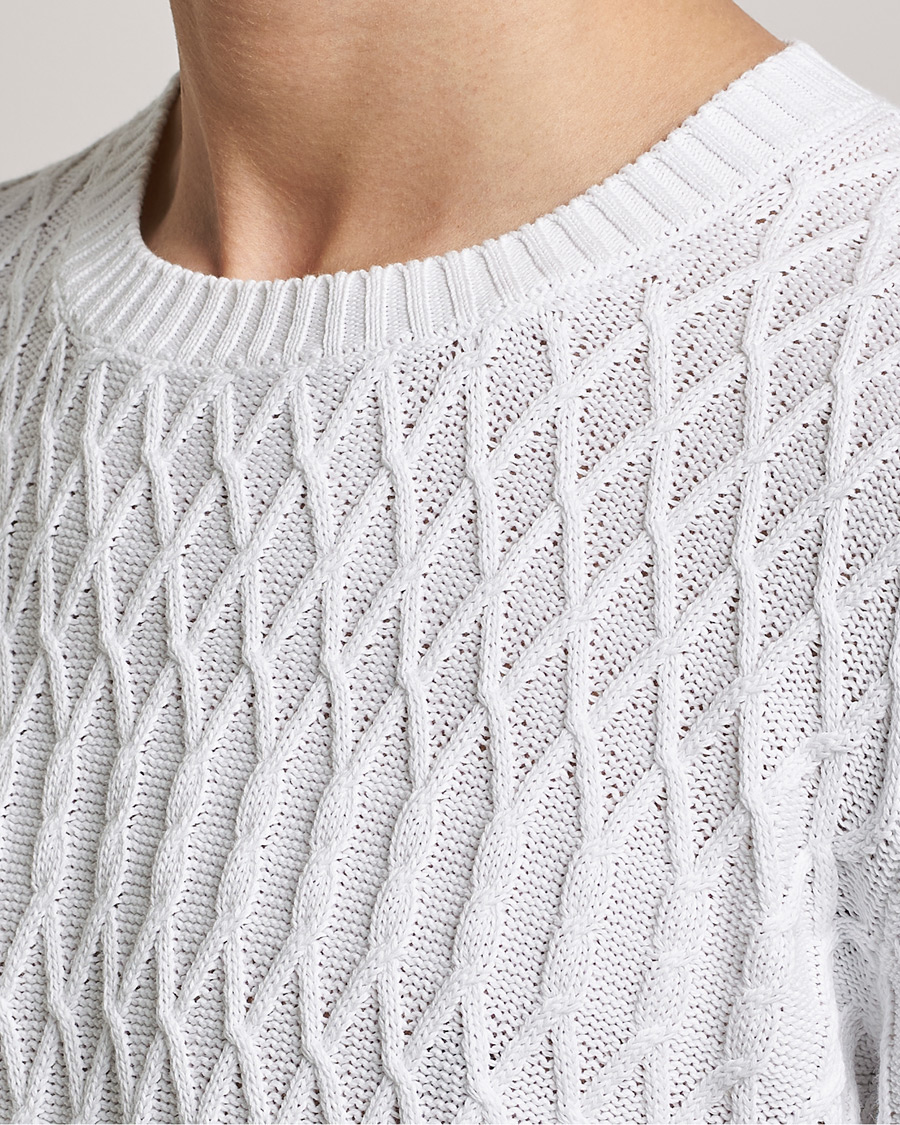 Men | Sweaters & Knitwear | Oscar Jacobson | Cotton Fisherman Sweatshirt White
