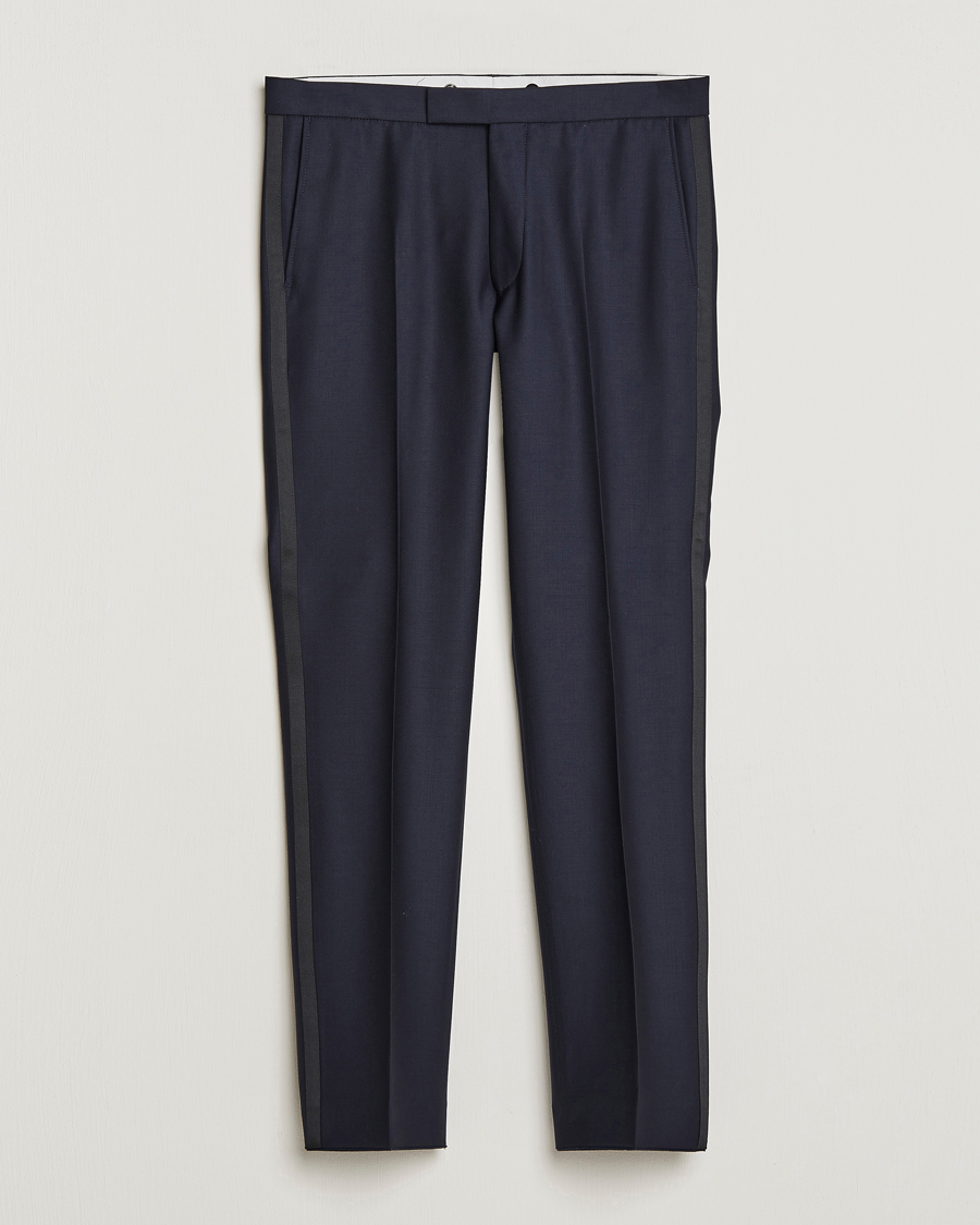Men | Trousers | Oscar Jacobson | Denz Tuxedo Trousers Navy