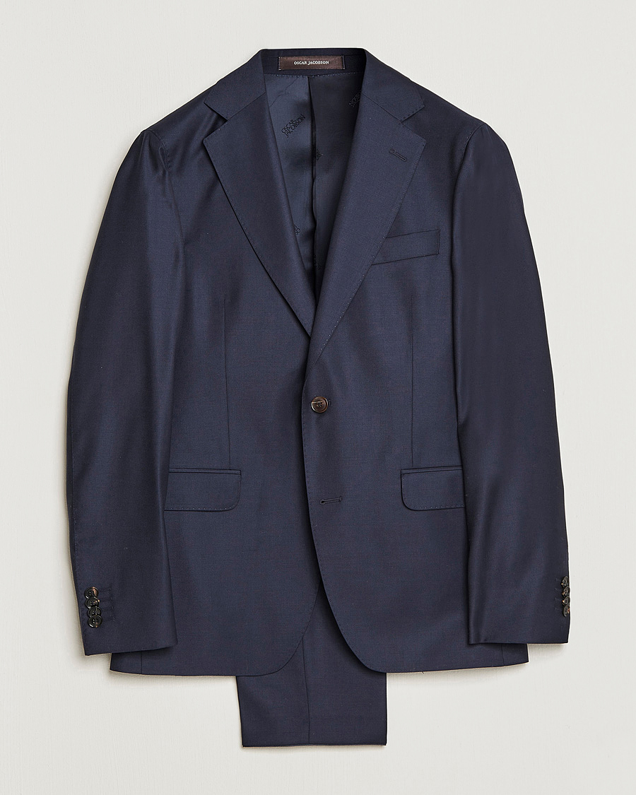 Men | Suits | Oscar Jacobson | Ego Loro Piana Zelander Merino Wool Suit Navy